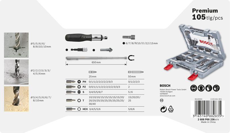 105-tlg. Premium X-Line Bohrer- und Schrauber-Set